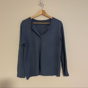 Blue ribbed Henley fits like M/L